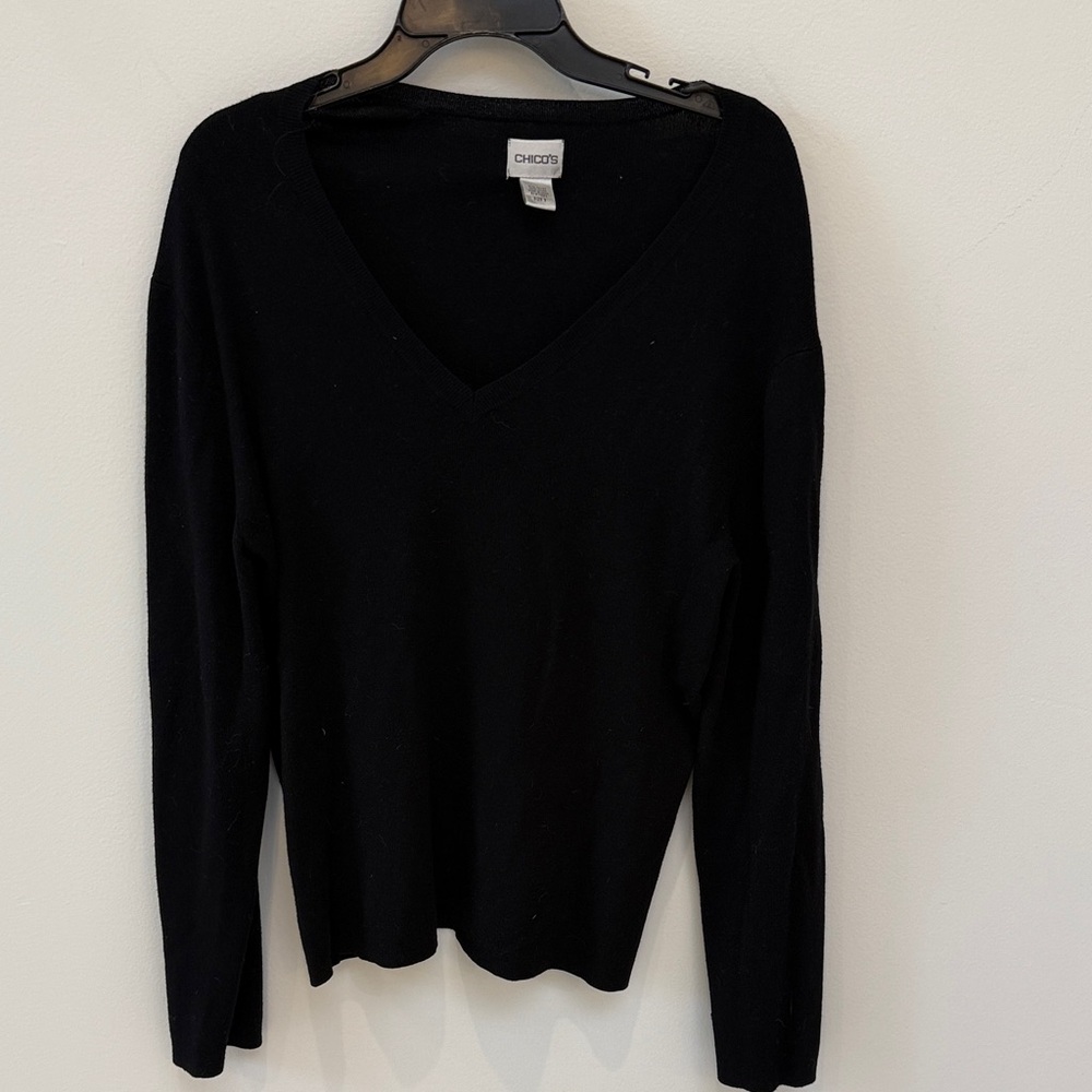 Chico's Elegant Black V-Neck Sweater